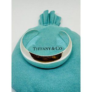 TIFFANY & CO STERLING SILVER Bangle Bracelet Wide Cuff 925 Silver Italy 6.5”